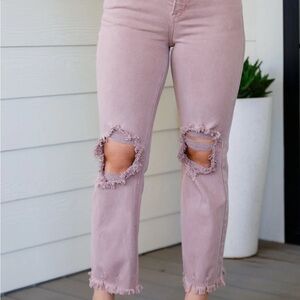 New Risen Distressed Mauve Jeans